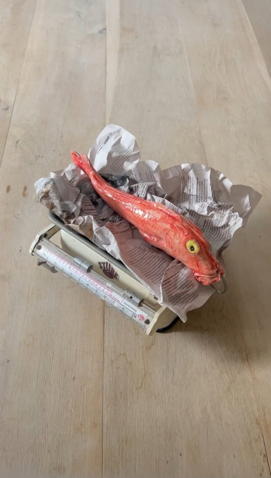 Vis rode poon van keramiek